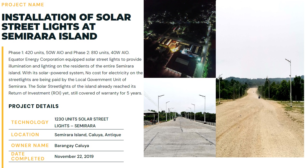 INSTALLATION OF SOLAR STREET LIGHTS AT SEMIRARA ISLAND